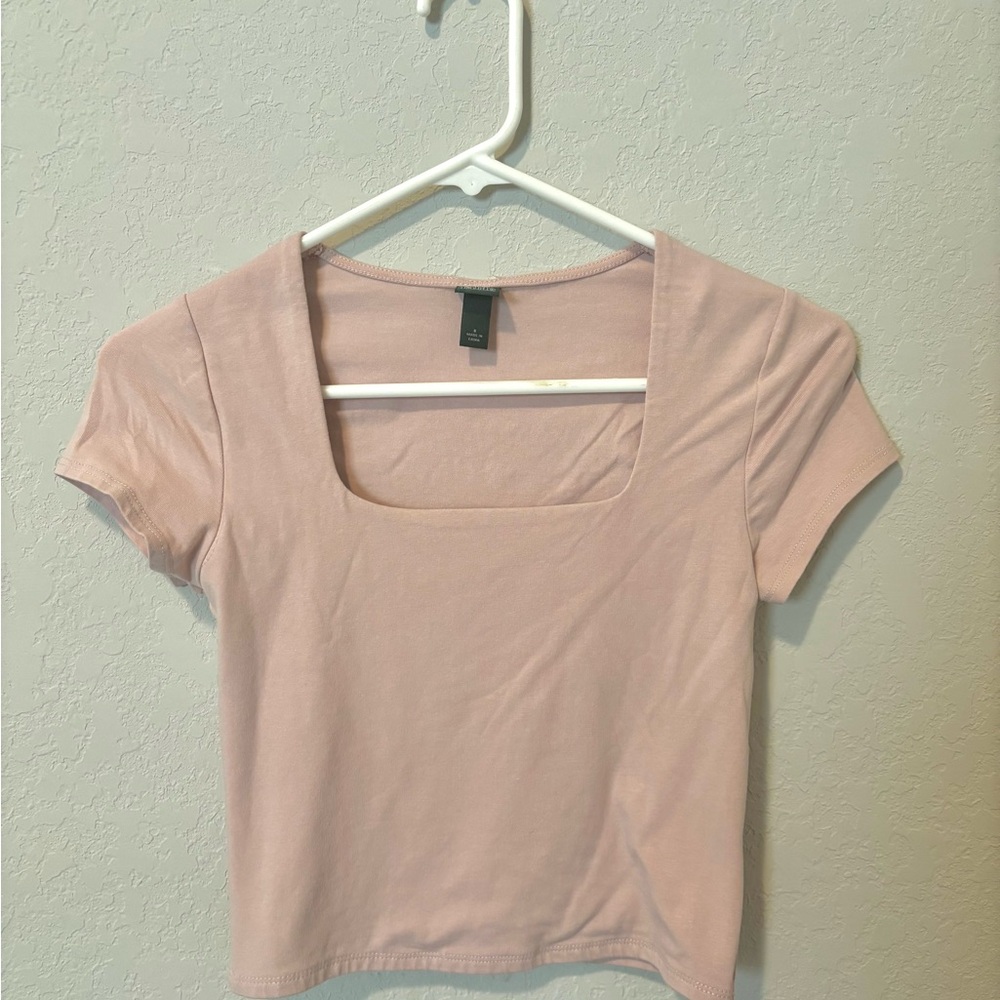 Wild Fable Light Pink Square Neck Bodysuit